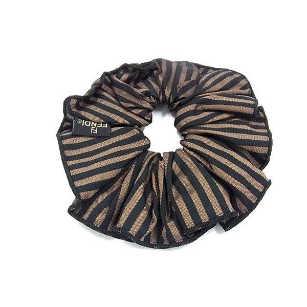 Fendi Pecan Pattern Scrunchie Hair Tie Black Brown — view 2