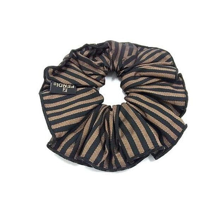 Fendi Pecan Pattern Scrunchie Hair Tie Black Brown — view 2