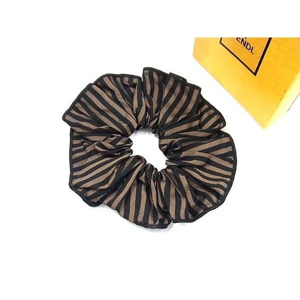 Fendi Pecan Pattern Scrunchie Hair Tie Black Brown