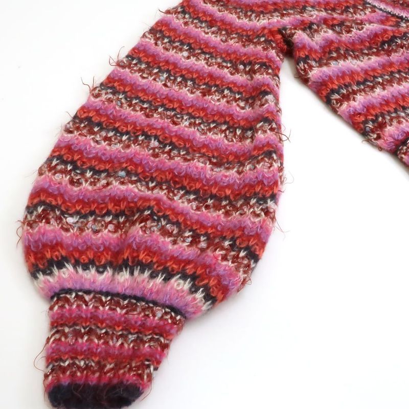 Chanel Border Knit P72980 K10502 Alpaca Silk V-neck Pink #36 Sweater Chanel