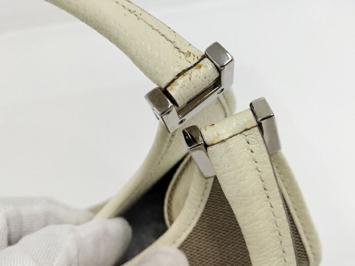 Gucci Shoulder Bag Jackie Hardware Canvas Ivory Brown 0021068