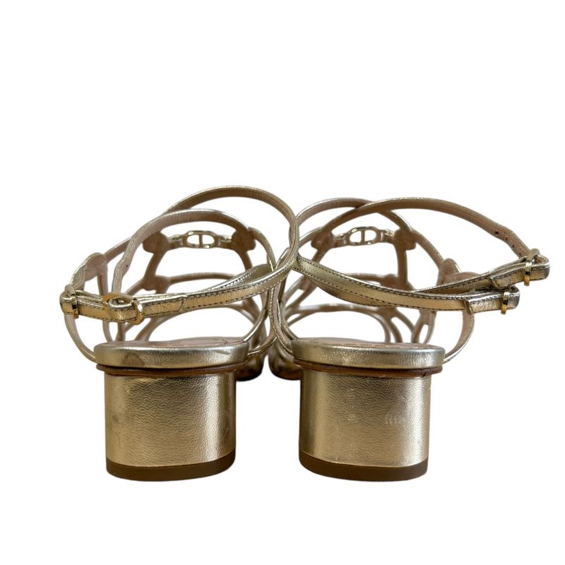 Good Christian DIOR CD Logo Leather Ankle Strap Low Heel Sandals 37 Equivalent