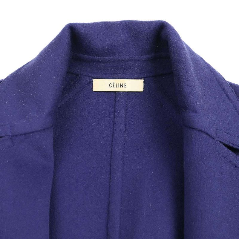 Celine by Phoebe Philo Wool Cashmere Side Slit Coat 2 8m56 5955 Navy 36
