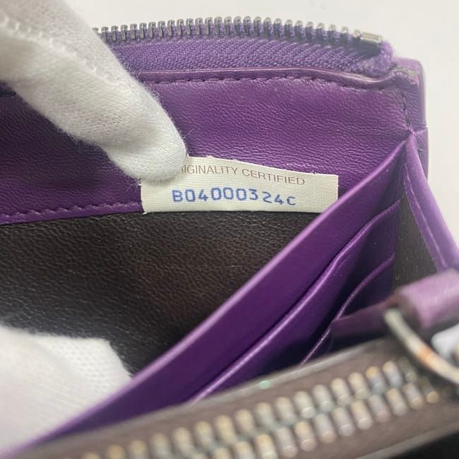 Bottega Veneta L Shaped Zipper Long Wallet In Purple Intrecciato Excellent