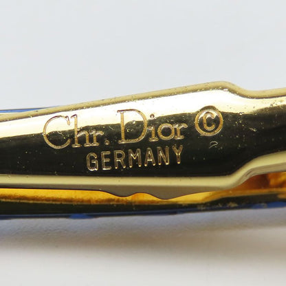 Christian Dior Tie Pin Metal Rhinestone Navy Blue Gold Hardware Plated Suit
