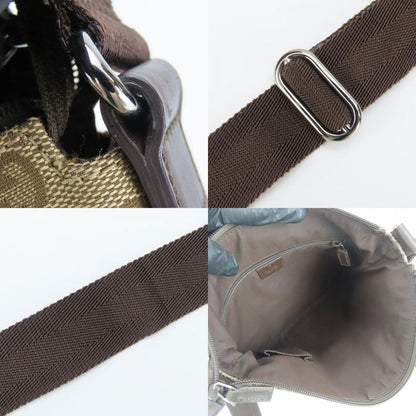 Gucci Shoulder Bag 145857 GG Canvas Leather Beige Dark Brown Ladies Women Gucci