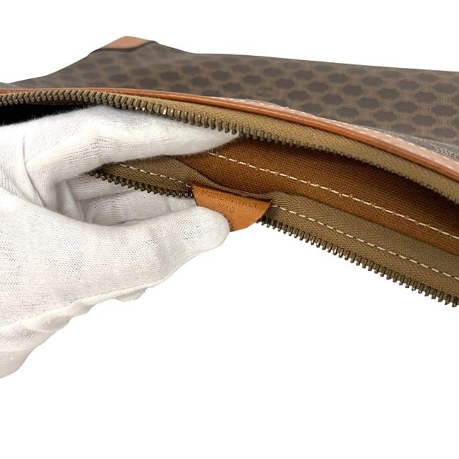 Celine Second Bag Brown Macadam Clutch Bag PVC Leather