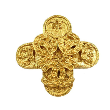 Chanel Triple Coco Mark Vintage 94 a Metal Gold Brooch 0209