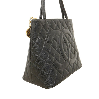 Chanel Tote Medallion Caviar Leather Black Gold — view 2