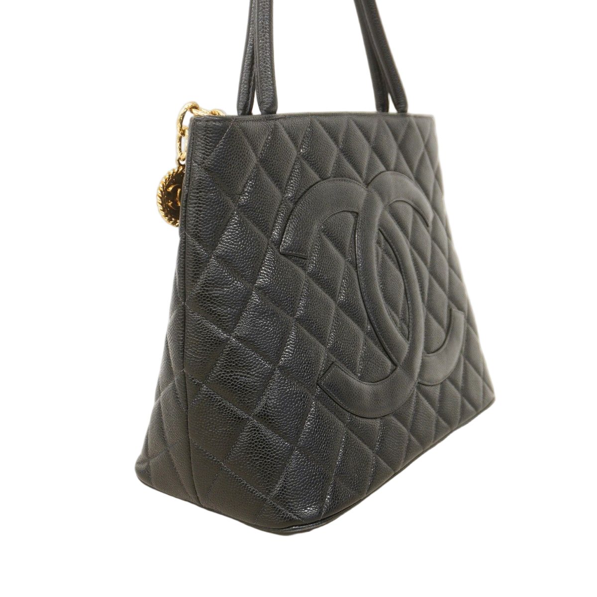 Chanel Tote Medallion Caviar Leather Black Gold — view 2