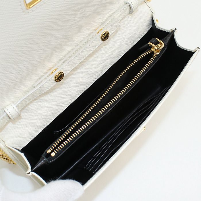 Prada 1bp006 Chain Wallet Saffiano LUX Saffiano Leather Women