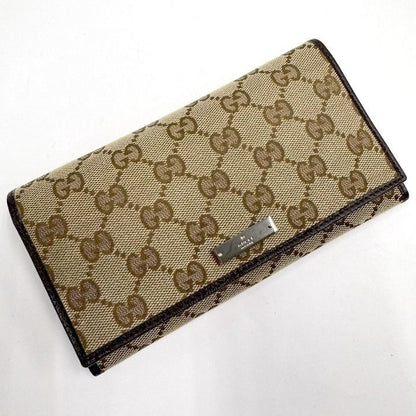 Gucci Bifold Wallet GG Canvas Leather Beige Brown