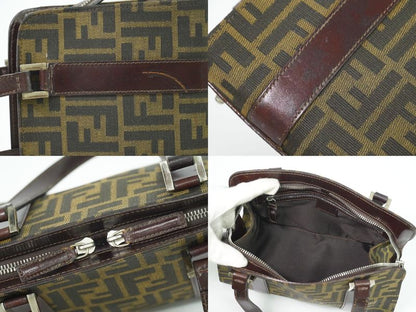 Authentic Fendi Zucca Handbag Canvas Brown Zucca Bag Pre-owned [follow-up
