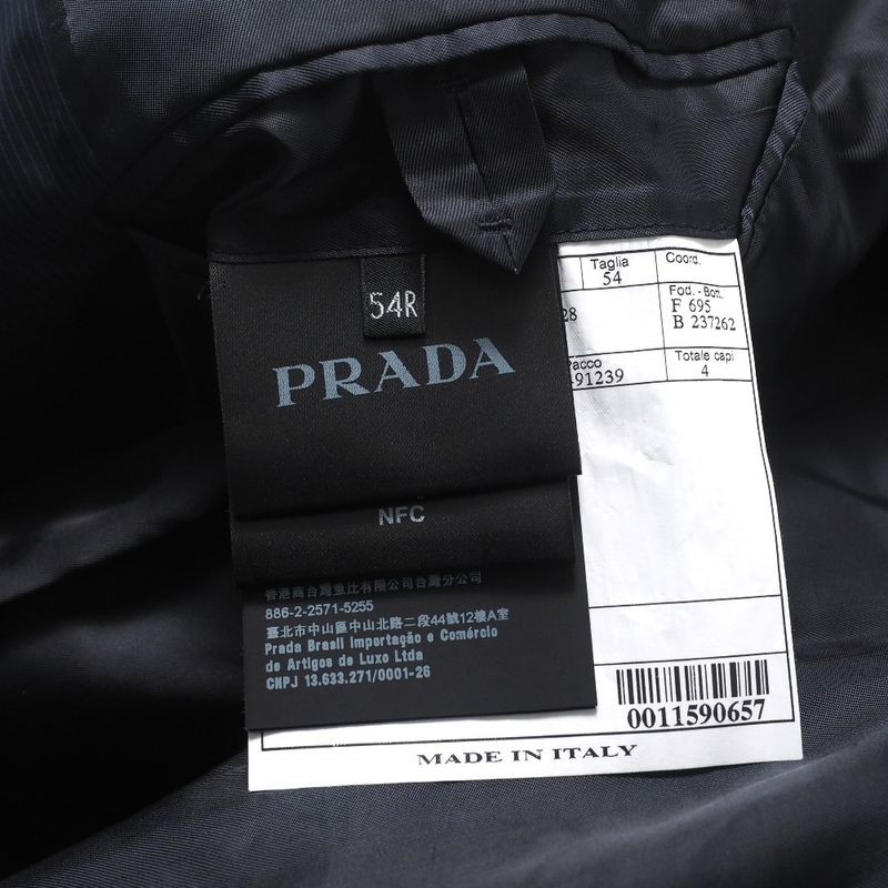 Prada G8240 Tailored Jacket Size 54R Stripe 2B Bleather Single Jacket Triangular