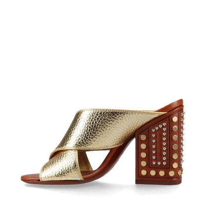 Louis Vuitton '18 Studded Leather Sandals Women's 36 Sc0138 Gold Made In Italy