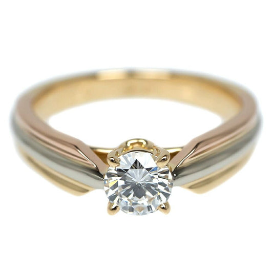 Cartier Trinity Solitaire Ring Diamond WG PG 18K Three