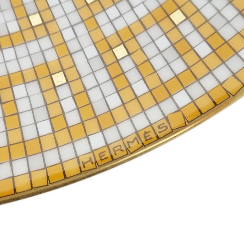 Hermes Dessert Plate Mosaic Van Quatre Gold Plate Pottery Accessories