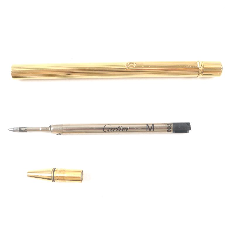  Cartier Must De Cartier Stripe Pattern Twist Ballpoint Pen Gold