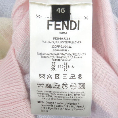 Fendi Fzx039 FF Logo Zucca Long Sleeve Knit Sweater Pinkish Multicolor 46 Made