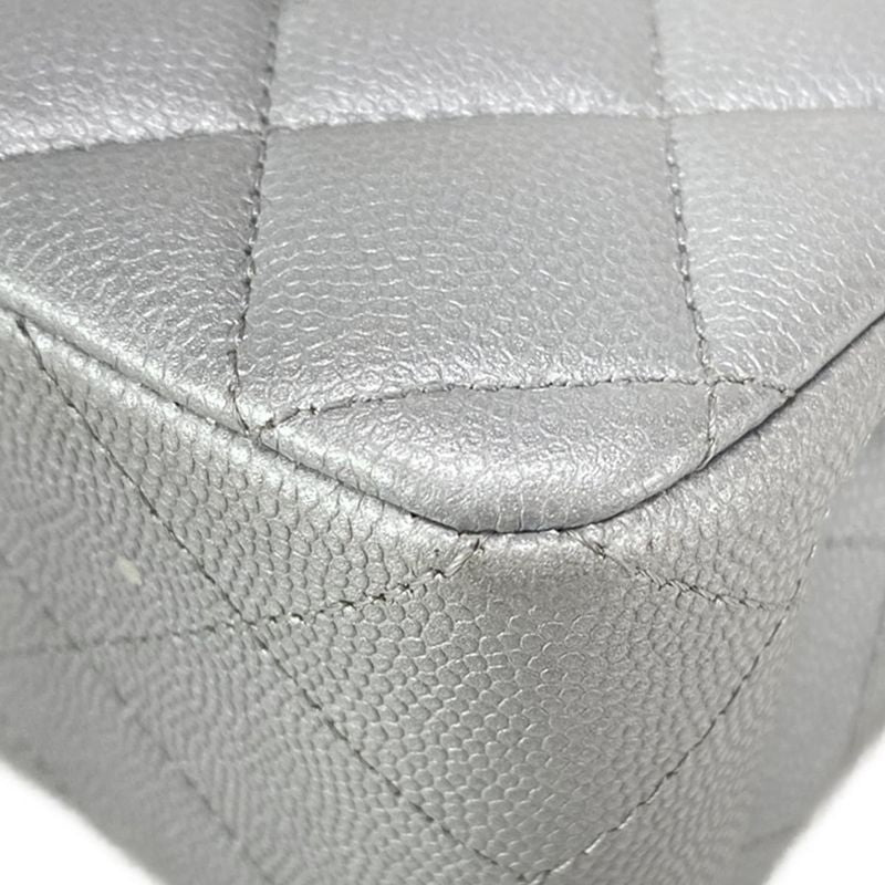 Chanel Shoulder Bag Double Flap Matelasse A01113 Metallic Gray Metal Serial