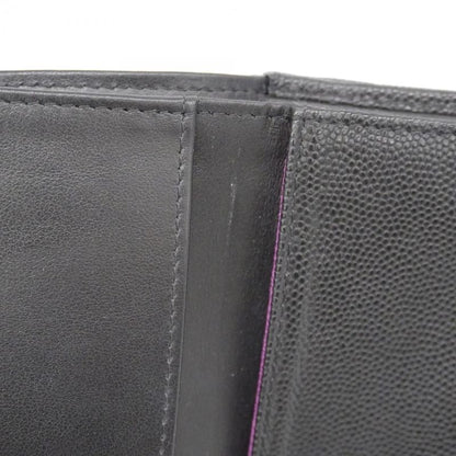 Chanel Trifold Wallet Matelasse Caviar Skin Black Gold Hardware Women