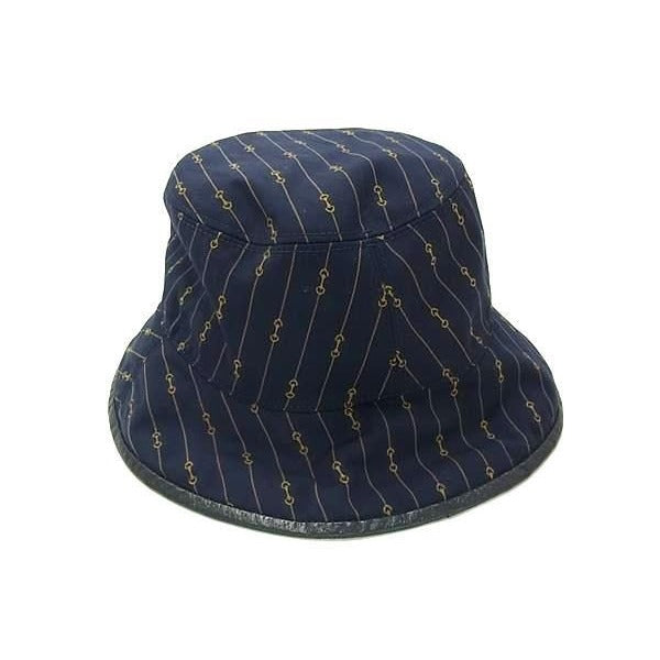 Gucci Hat Horsebit Reversible Bucket Navy And Beige Wool Cotton — view 3