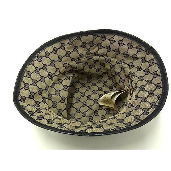 Gucci Hat Horsebit Reversible Bucket Navy And Beige Wool Cotton — view 4