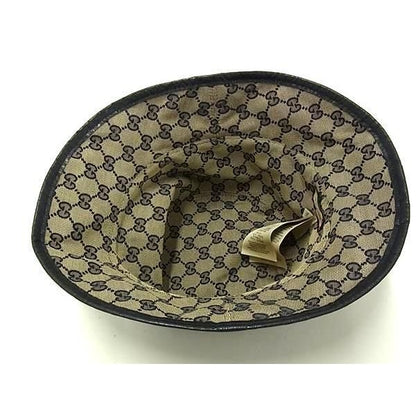 Gucci Hat Horsebit Reversible Bucket Navy And Beige Wool Cotton — view 4