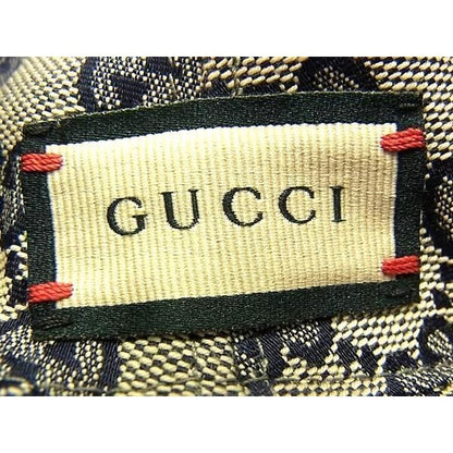 Gucci Hat Horsebit Reversible Bucket Navy And Beige Wool Cotton — view 5
