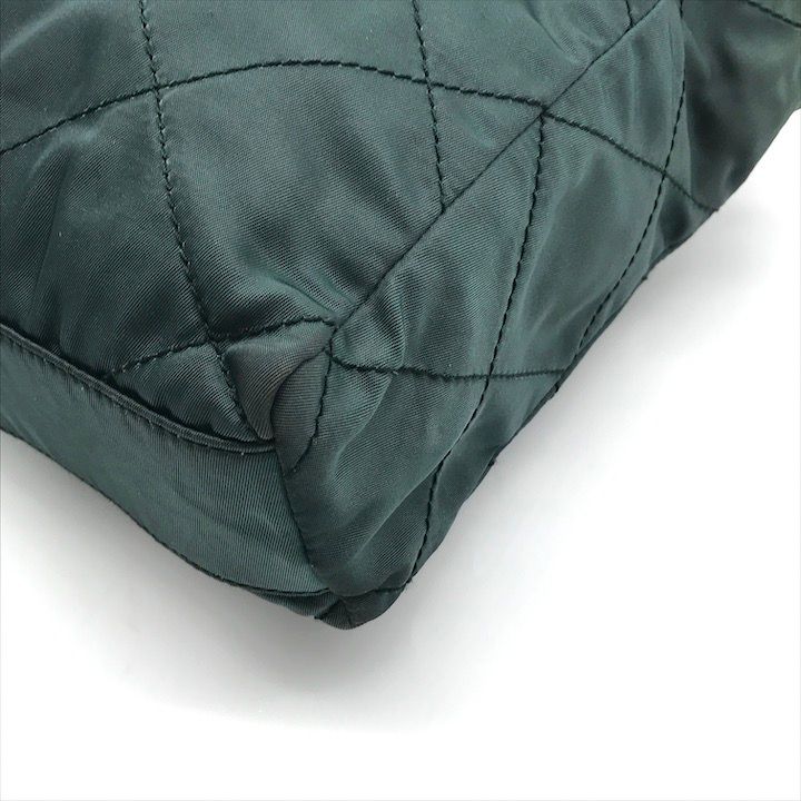 Prada Nylon Quilted Chain Shoulder Bag Green