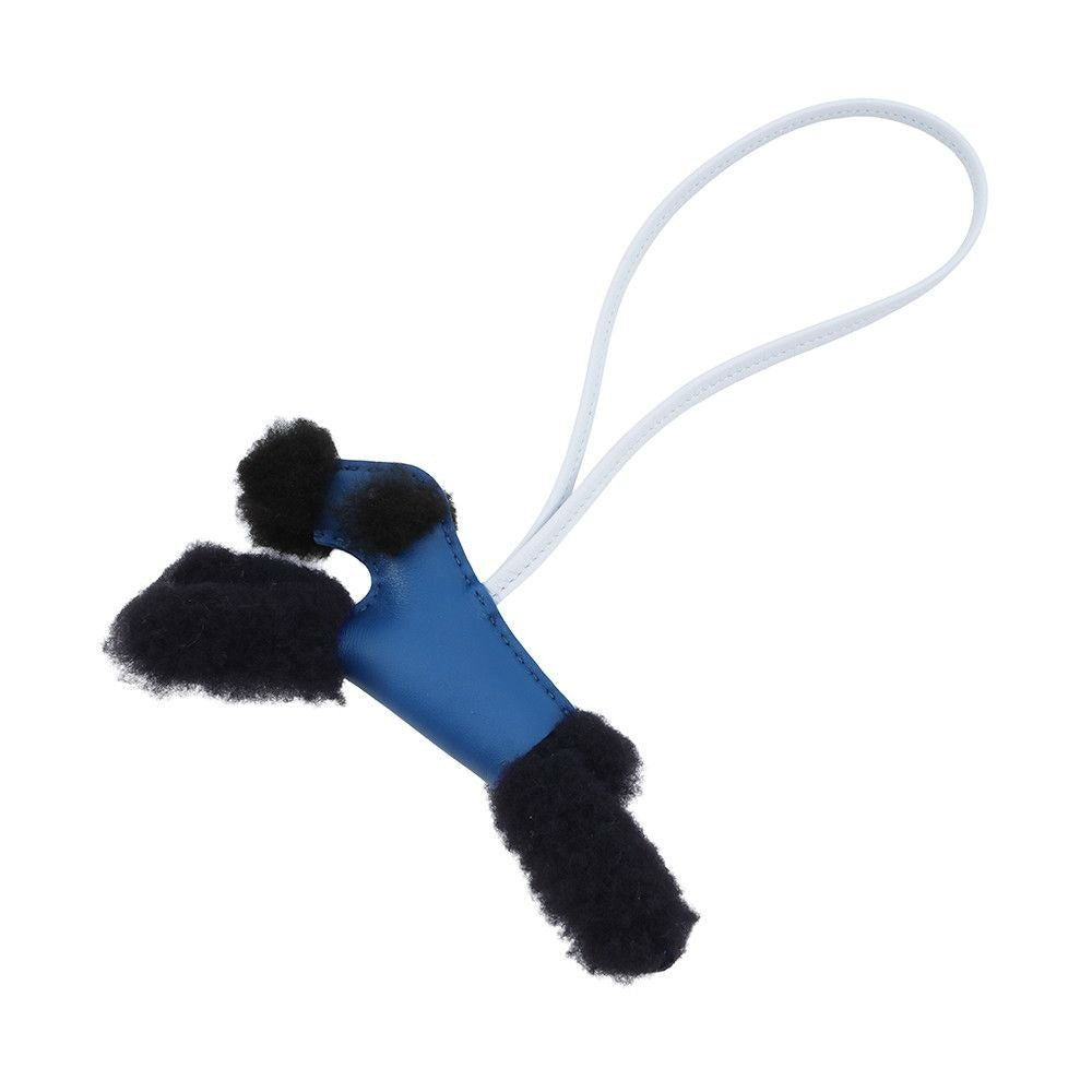 Hermes Bag Charm Buddy Bleu France Black Brum Lambskin Mouton