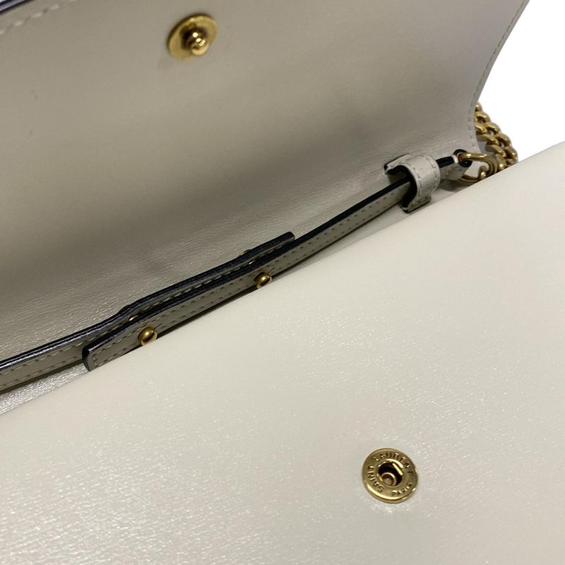 Saint Laurent Paris Wallet - 554763 Black Gold And Ivory Chain Shoulder Bag