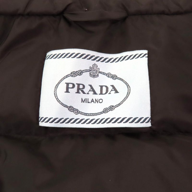 Prada 290545 Triangle Logo Zip Up Down Jacket Outerwear Black 42 Women
