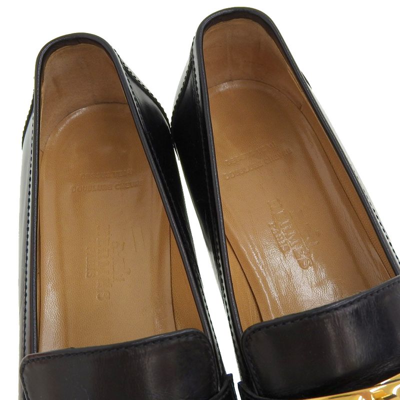 With Box Hermes Vintage Kelly Box Calf Leather Loafers Moccasins Dress Shoes