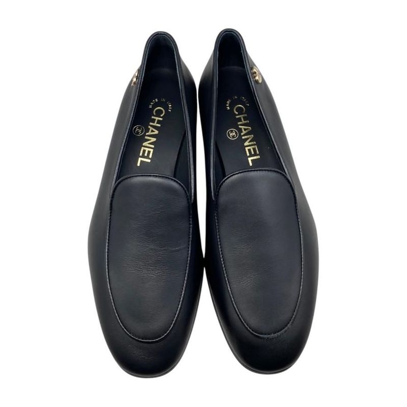 Chanel Loafers Coco Mark Heart Moccasins G45626 B16465 94305 Size 37 Calfskin