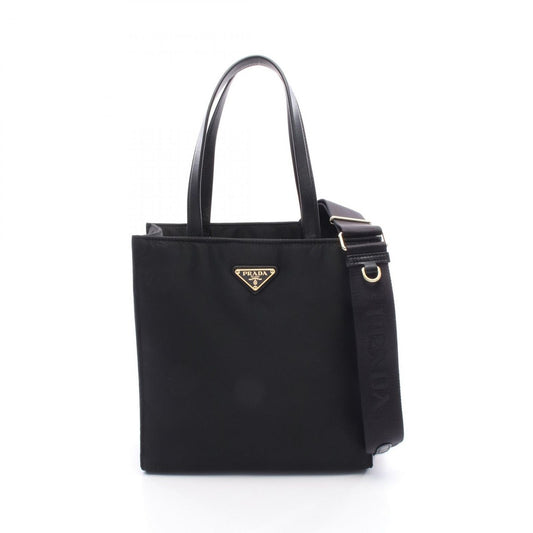 Prada Tote Shopping Black Nylon Leather