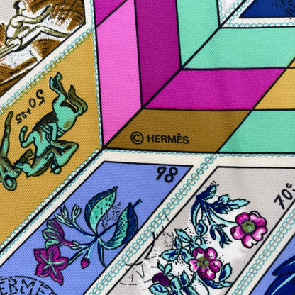 Hermes Scarf Silk Carre 90 Correspondanc Horse Pattern Purple — view 9