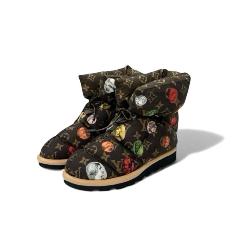 Louis Vuitton Pillow Line Monogram Boots Short Shoes Nylon Brown Multicolo