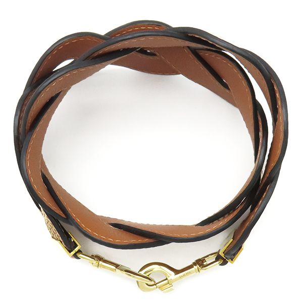 Loewe Shoulder Strap Wave Stitch Shoulder Strap Leather Brown Gold Hardware