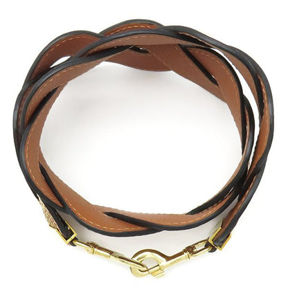 Loewe Shoulder Strap Wave Stitch Shoulder Strap Leather Brown Gold Hardware