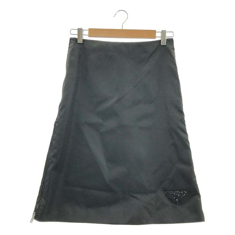 Prada - Re-nylon Triangle Logo Skirt - 36 - Black - Women's
