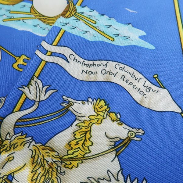 Hermes 90 Voiles De Lumiere Sailing Ship Of Light Blue Ship Silk Scarf Box