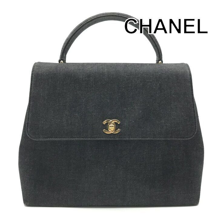 Chanel CC Logo Denim Vintage Hand Navy Purse