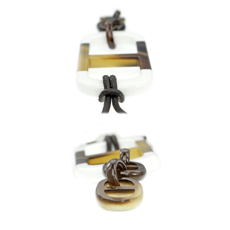 Hermes Necklace Amar Buffalo Horn White Brown Pendant Accessories-