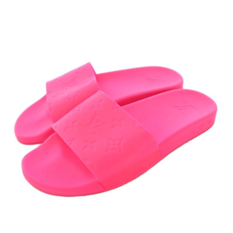 Louis Vuitton Waterfront Line Monogram Rubber Sandals 7 Pink KH