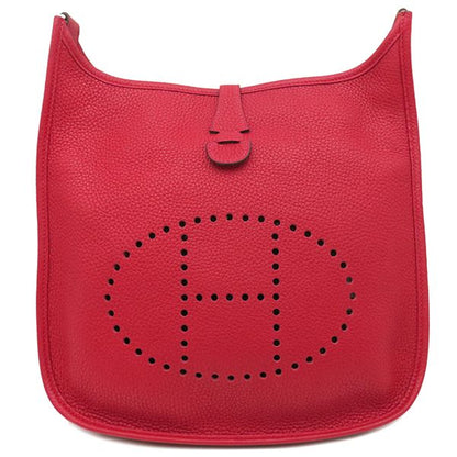 Hermes Shoulder Bag Evelyn 3 PM Taurillon Clemence Rouge Cazac Silver Hardware