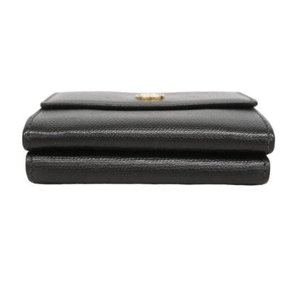 Chanel Trifold Wallet Coco Button Leather Black Champagne Gold — view 2