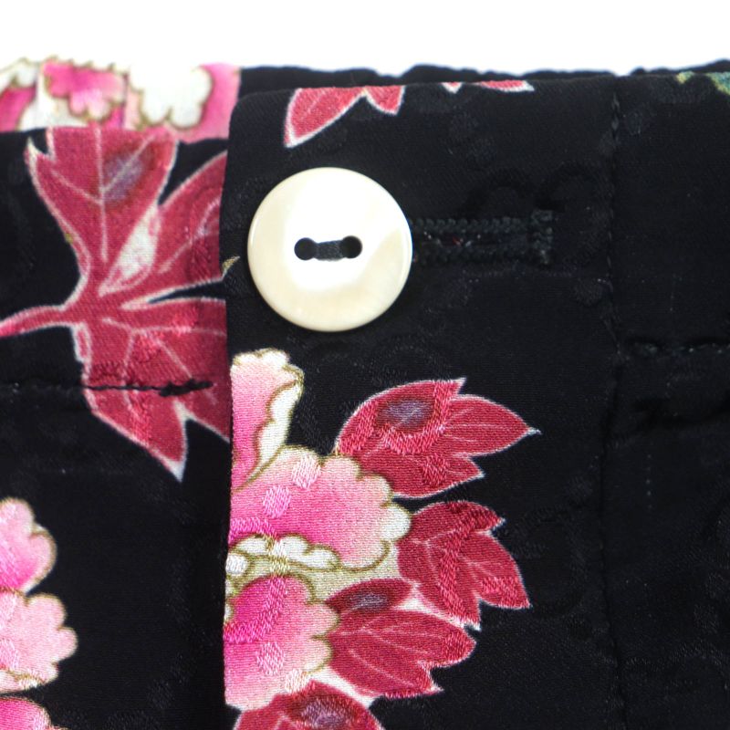 Gucci 624399 100% Silk GG Pattern Floral Shorts Black Pink 44 Made In Italy