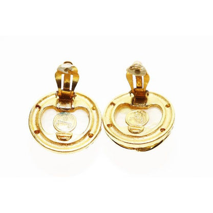 Chanel Vintage Faux Pearl CC Logo Earrings Gold Aa — view 5