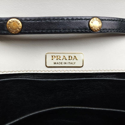 Prada City Calf Astrology Cahier White/black Saffianoleather X Leather 25